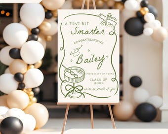 Tini Bit Smarter Graduation Welcome Sign | Hand Drawn Graduation Party Entrance Sign | Whimsical Graduation Decor | Custom Graduate Sign