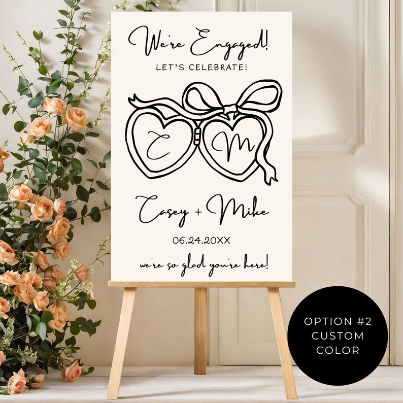 Hand-drawn Initials Heart Locket Welcome Sign | Whimsical Personalized ...
