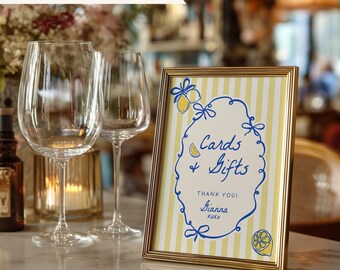 Ciao to My Twenties Cards and Gifts Sign | Hand Drawn Italian Theme 30th Birthday Decor | Lemon Party Theme | Amalfi Coast Celebration