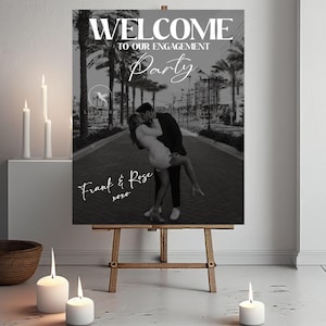 Engagement Party Welcome Sign Custom Photo Welcome Sign for Engagement Party Personalized Welcome Sign Elegant Sign for Engagement Party