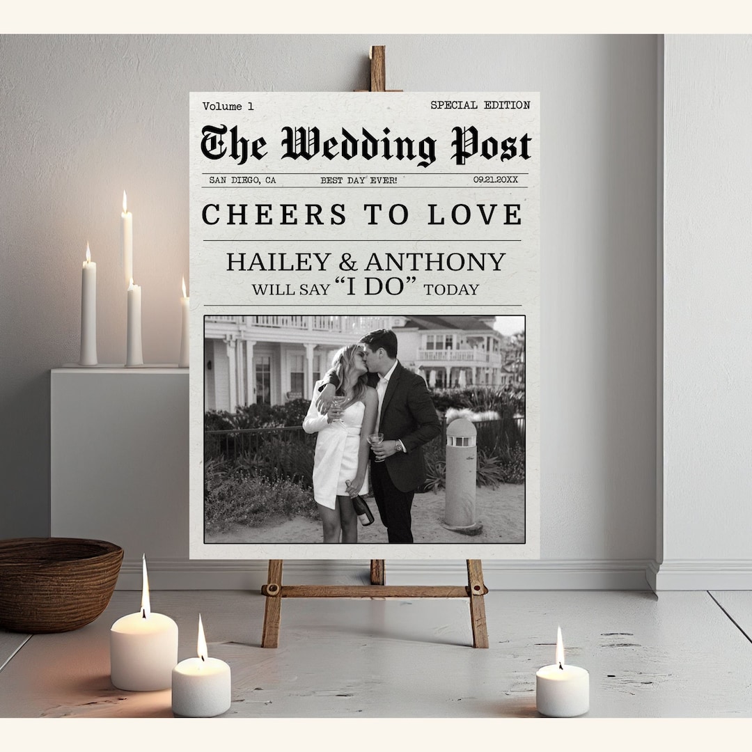 Wedding Welcome Sign Newspaper Photo Wedding Welcome Sign for Wedding ...