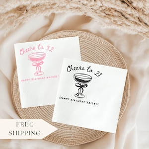 Cheers Birthday Custom Cocktail Napkins Personalized Birthday Napkins Bar Cocktail Napkins Personalized Birthday Party Napkins Any Birthday