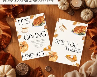 Personalized Friendsgiving Invitation | Watercolor Thanksgiving Dinner Invite | Fall Dinner Party Invitation | Thanksgiving Gathering Invite