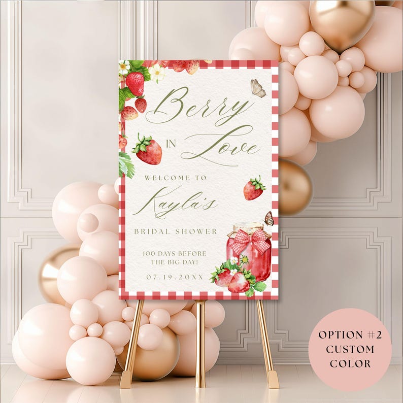 Berry in Love Bridal Shower Welcome Sign Custom Bridal Shower Sign ...