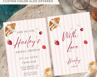 Bridal Brunch Invitation | Custom Bridal Shower Invite | Pink Bow Coquette Design | Striped Bride Party Invitation | Digital or Printed