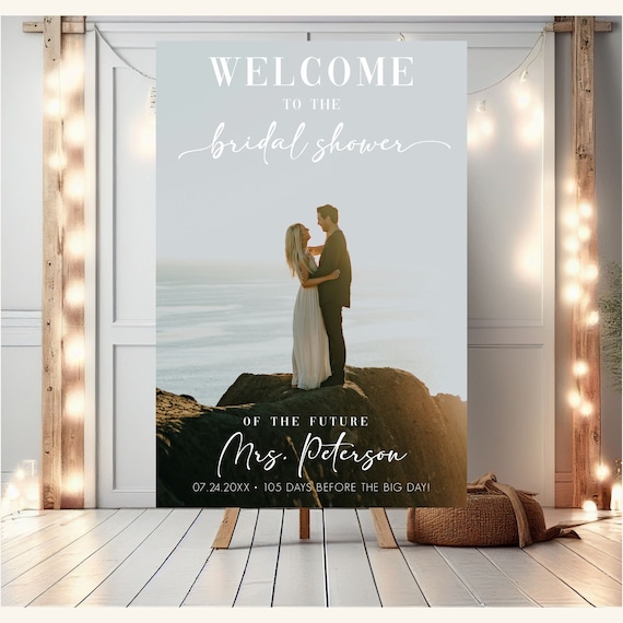 Bridal Shower Welcome Sign With Photo Custom Bridal Shower Sign Future Mrs Bridal Shower Party Sign Bridal Shower Decor Couples Shower Sign