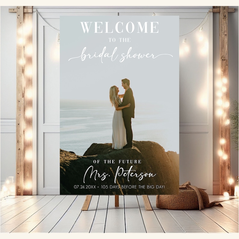 Bridal Shower Welcome Sign With Photo Custom Bridal Shower Sign Future Mrs Bridal Shower Party Sign Bridal Shower Decor Couples Shower Sign