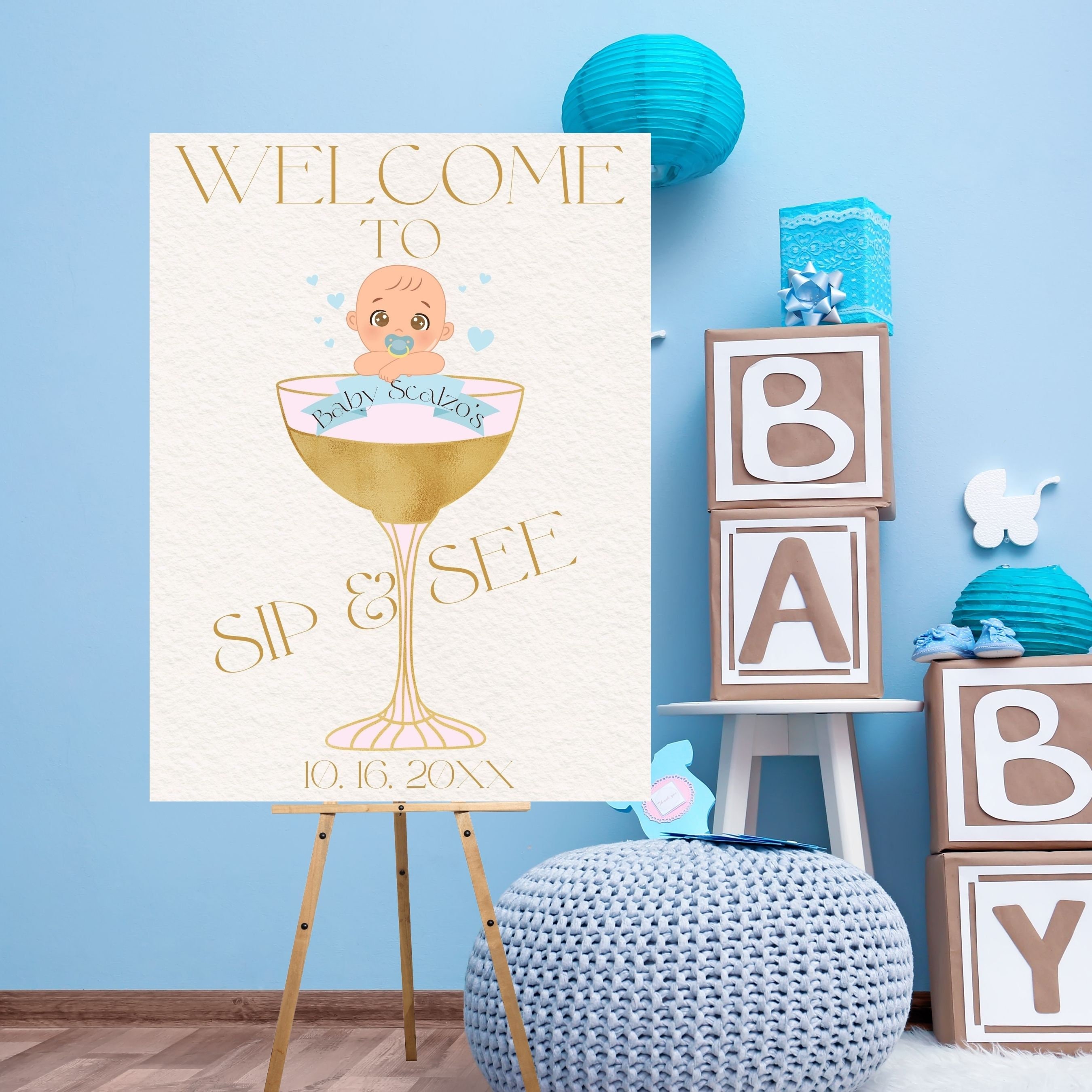 Sip and See Welcome Sign Sip & See Party Sign Baby Girl Shower Party ...