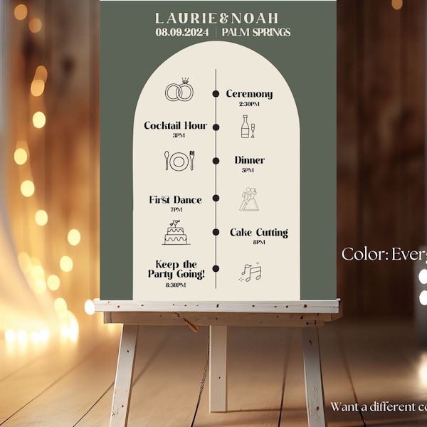 Wedding Order of the Day with Icons Poster Print Wedding Order of Events Order of Service with Icons for Wedding Decor Order of Wedding