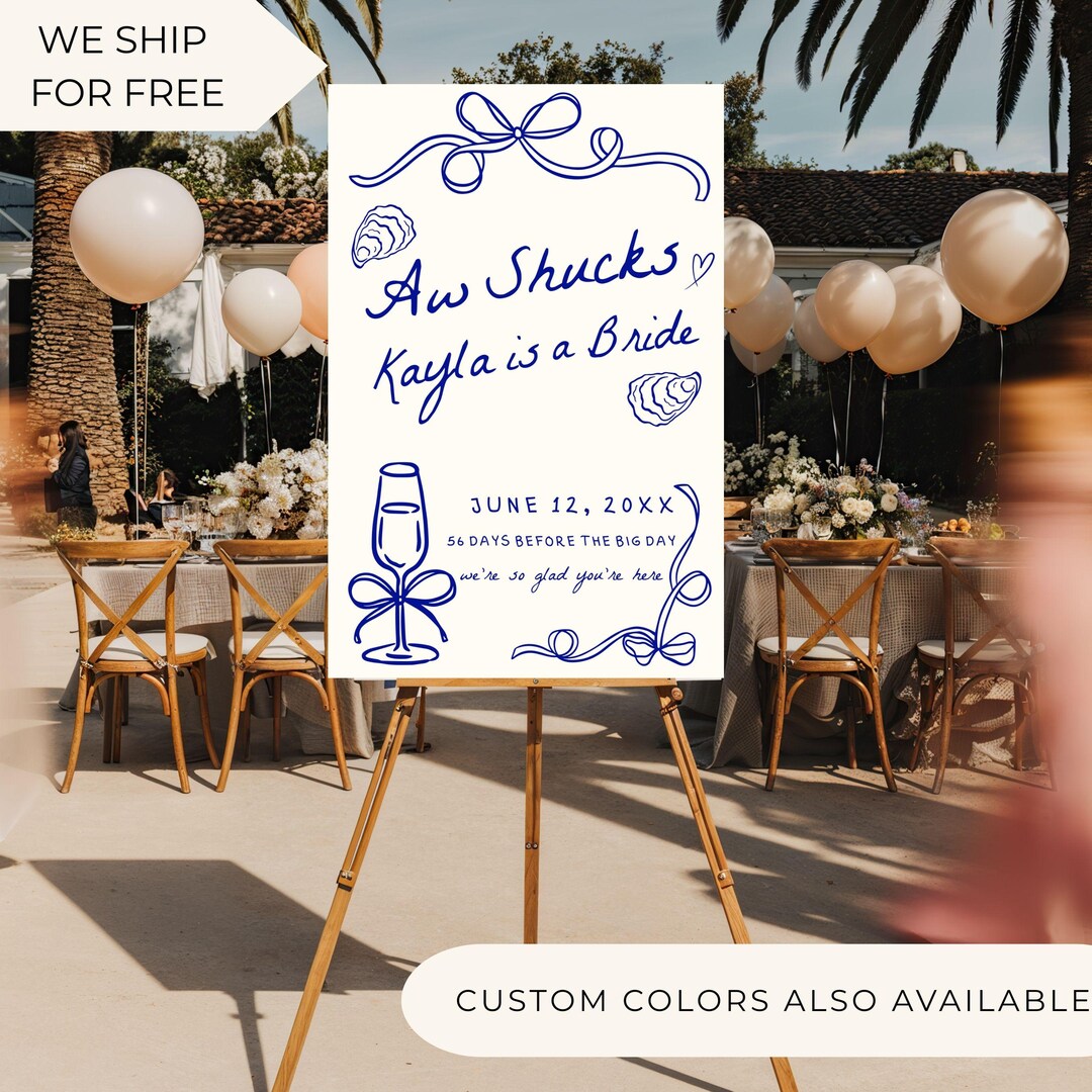 Aw Shucks Bridal Shower Welcome Sign | Custom Oyster Theme Coastal ...