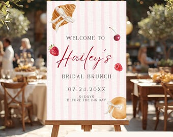 Custom Bridal Brunch Welcome Sign | Bow Bridal Shower Decor | Striped Coquette Sign | Bride Brunch Party Decorations