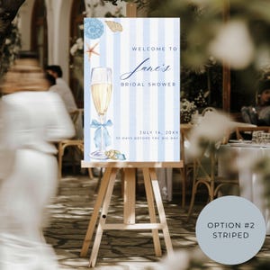 Coastal Bridal Shower Welcome Sign | Seashells & Wedding Bells | Champagne Beach Theme Bridal Shower Decor