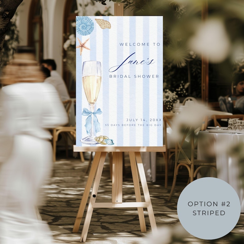 Coastal Bridal Shower Welcome Sign | Seashells & Wedding Bells | Champagne Beach Theme Bridal Shower Decor