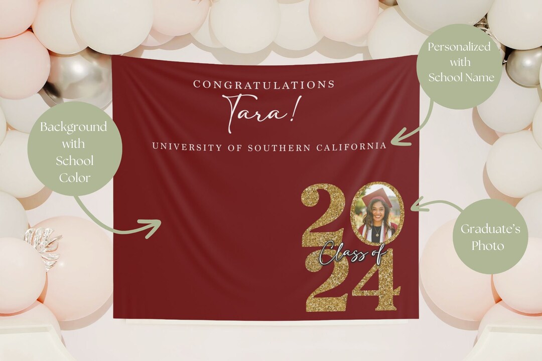 Grade R Graduation Backdrop Sign Custom Graduation Party Backdrop Tapestry Grad Party Backdrop Sign for ...