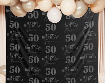50th Birthday Party Backdrop Personalized 50th Birthday Backdrop Sign for 50th Birthday Party Wall Decoration Any Birthday Custom Backdrop