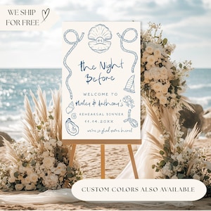 The Night Before Custom Coastal Sea Theme Hand Drawn Rehearsal Dinner Welcome Sign Custom Wedding Rehearsal Welcome Sign Wedding Dinner Sign