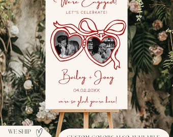 Personalized Engagement Party Sign | Hand-Drawn Heart Locket Welcome Sign
