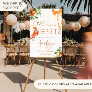 Love At First Spritz Bridal Shower Welcome Sign | Aperol Spritz Bridal Shower Decor | Italian Cocktail Theme Shower | Summer Bridal Shower