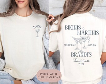 Custom Bikinis and Martinis Bachelorette Shirt Bachelorette Party Shirts Social Club Bach Shirt Personalized Bachelorette Tee Oversized