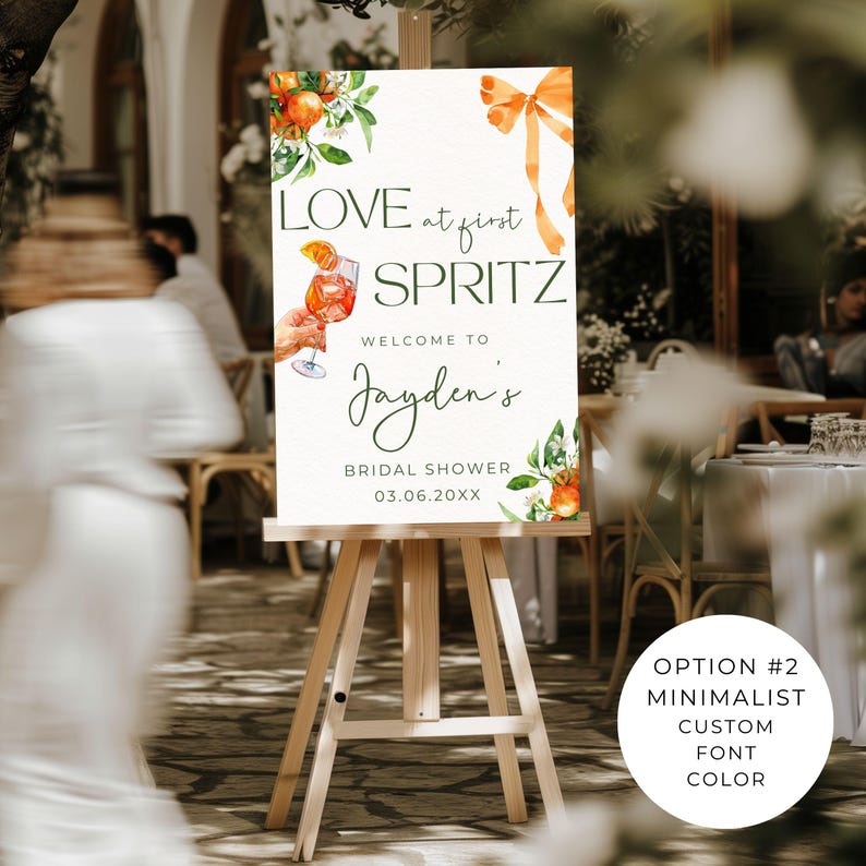 Love At First Spritz Bridal Shower Welcome Sign | Aperol Spritz Bridal Shower Decor | Italian Cocktail Theme Shower | Summer Bridal Shower