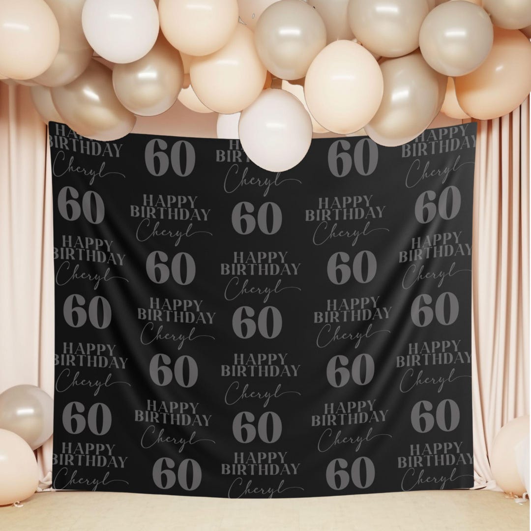 60th Birthday Party Backdrop Personalized 60th Birthday Backdrop Sign ...