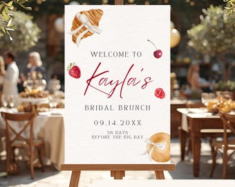 Custom Bridal Brunch Welcome Sign | Bow Bridal Shower Decor | Striped Coquette Sign | Bride Brunch Party Decorations