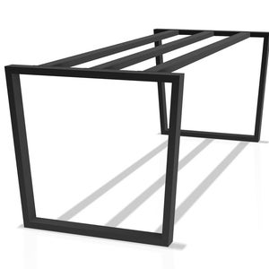 Trapezoid table frame with triple central bar, custom size