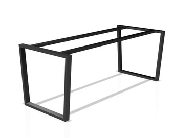 Tavolo con struttura trapezoidale con doppia barra centrale, misura su misura