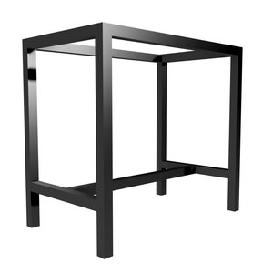 Peut inclure: Structure de table en métal noir avec un plateau carré et quatre pieds. La structure est en métal épais et présente un design simple et moderne.