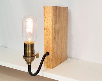Bookshelf Lamp. Bookcase Light. Bookshelf Decor. Library Decor. Solid oak wood. Reader Gift. Book Lover Gift.