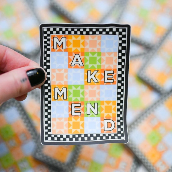 Make Mend Quilt Vinyl Water Bottle Bumper Sticker