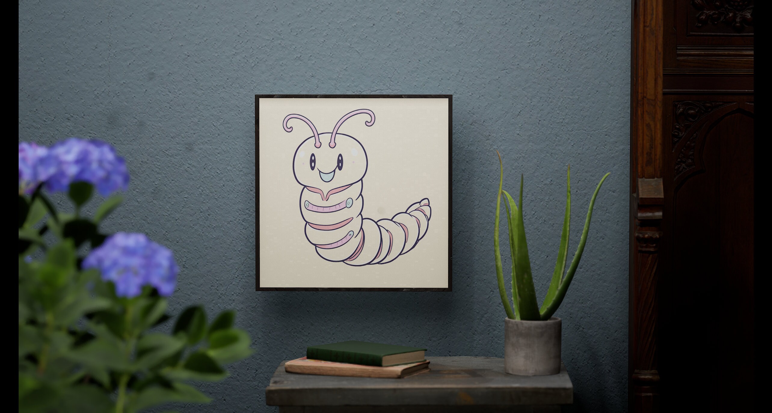Cute Worm Digital Print 2048x2048 Square Pack of 4 - Etsy