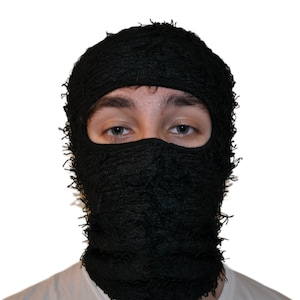 Distressed Balaclava Ski Mask | Knitted Black Balaclava | Yeat and ...