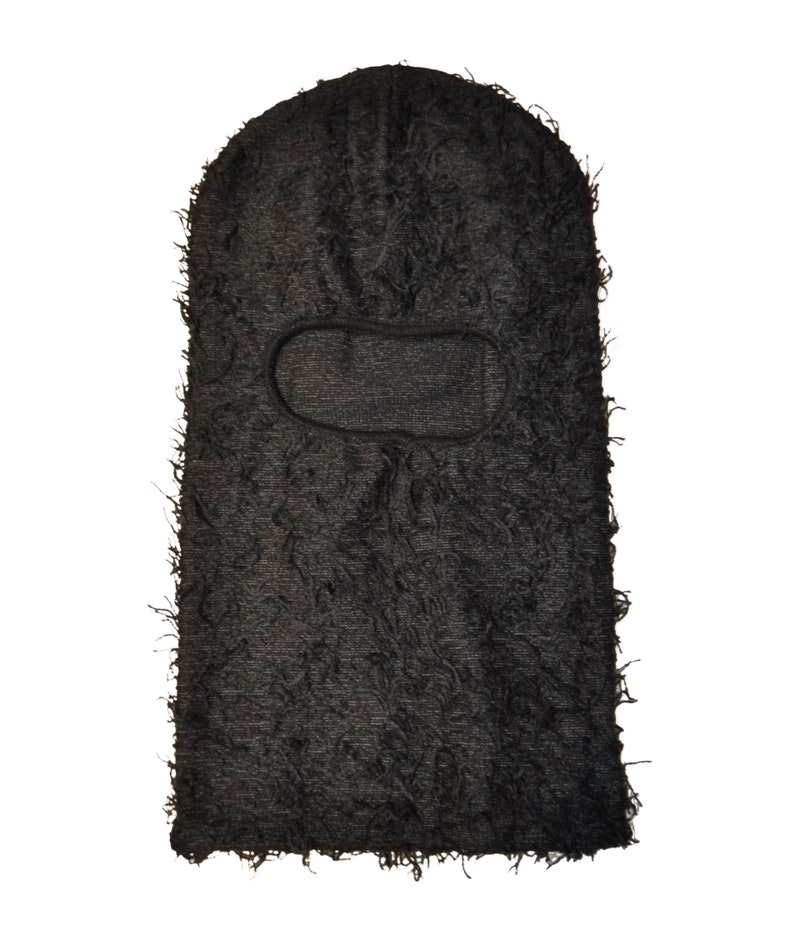 Distressed Balaclava Ski Mask Knitted Black Balaclava Yeat and Rapper