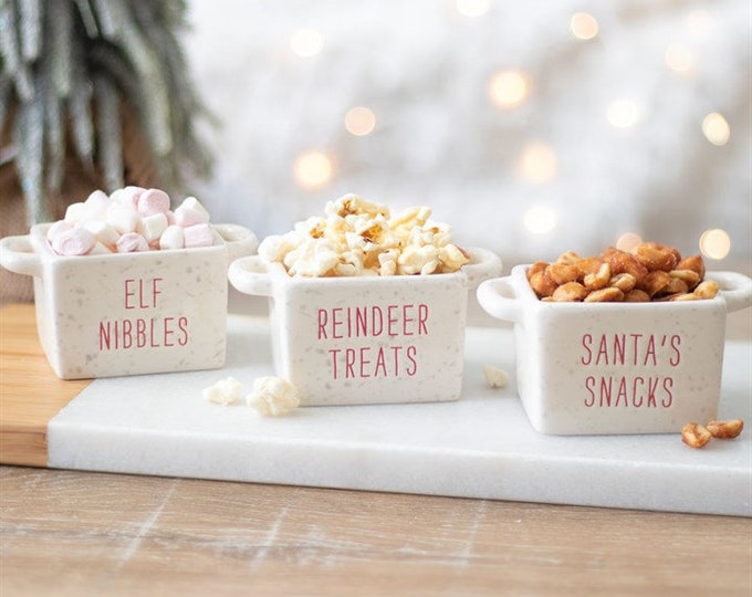 Set of 3 Ceramic Christmas Snack Bowls Etsy