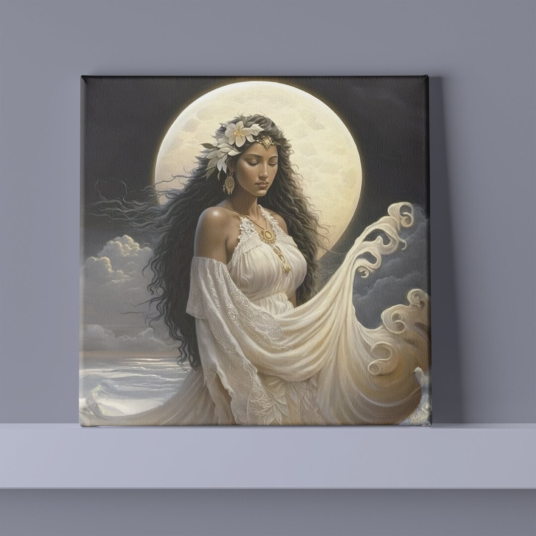 Hawaiian Goddess Hina Canvas Wall Art Modern Art Digital Art