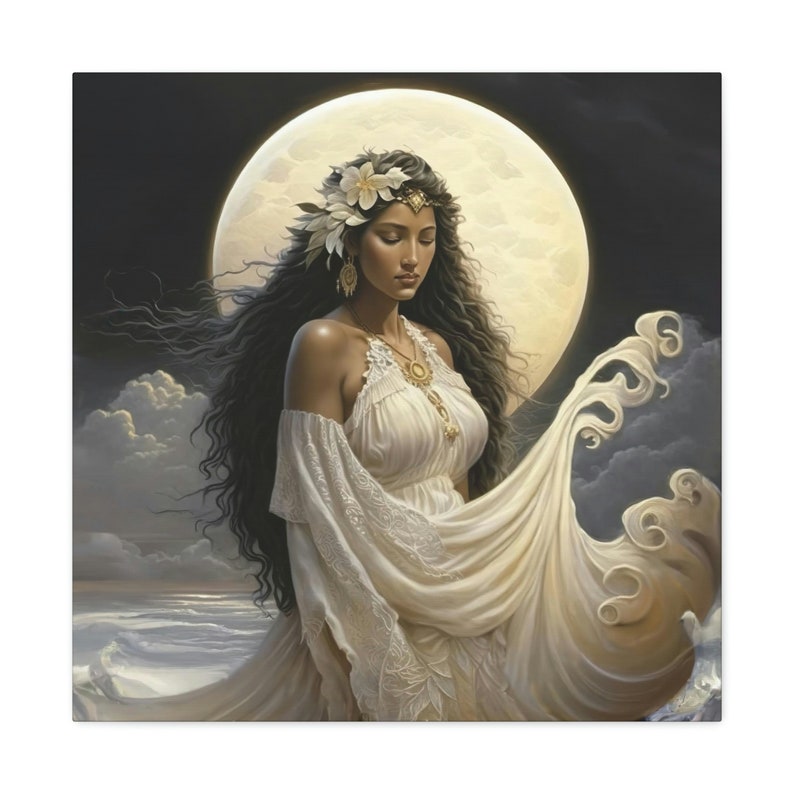 Hawaiian Goddess Hina Canvas Wall Art Modern Art Digital Art