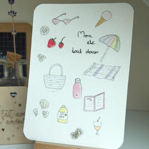 Carte aquarelle " Mon été tout doux"