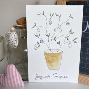 Carte aquarelle "arbre de Pâques"