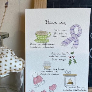 Carte aquarelle "Hiver cosy"
