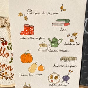 Carte aquarelle plaisirs de saison de l'Automne