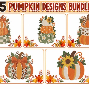 Pumpabroderidesignpaket, höstpumpamaskinbroderi, höstbroderidesign, pumpaset för Thanksgiving