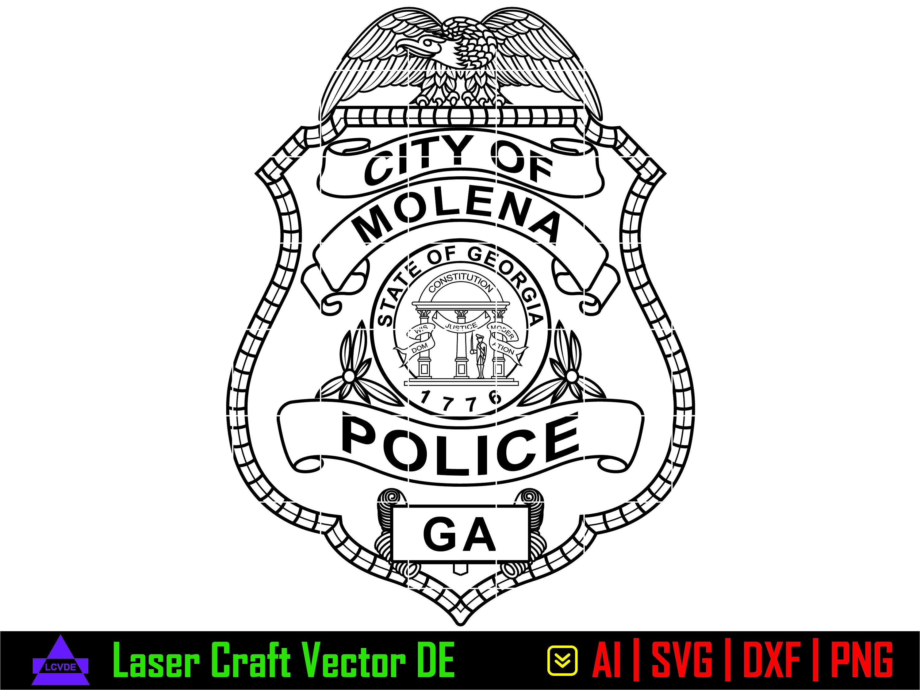 City of Molena Police Badge Use This Vector Files for CNC Etsy