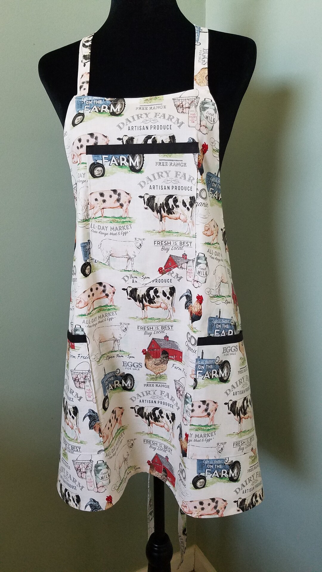 Apron Ladies Farm Animal Print Fabric Etsy