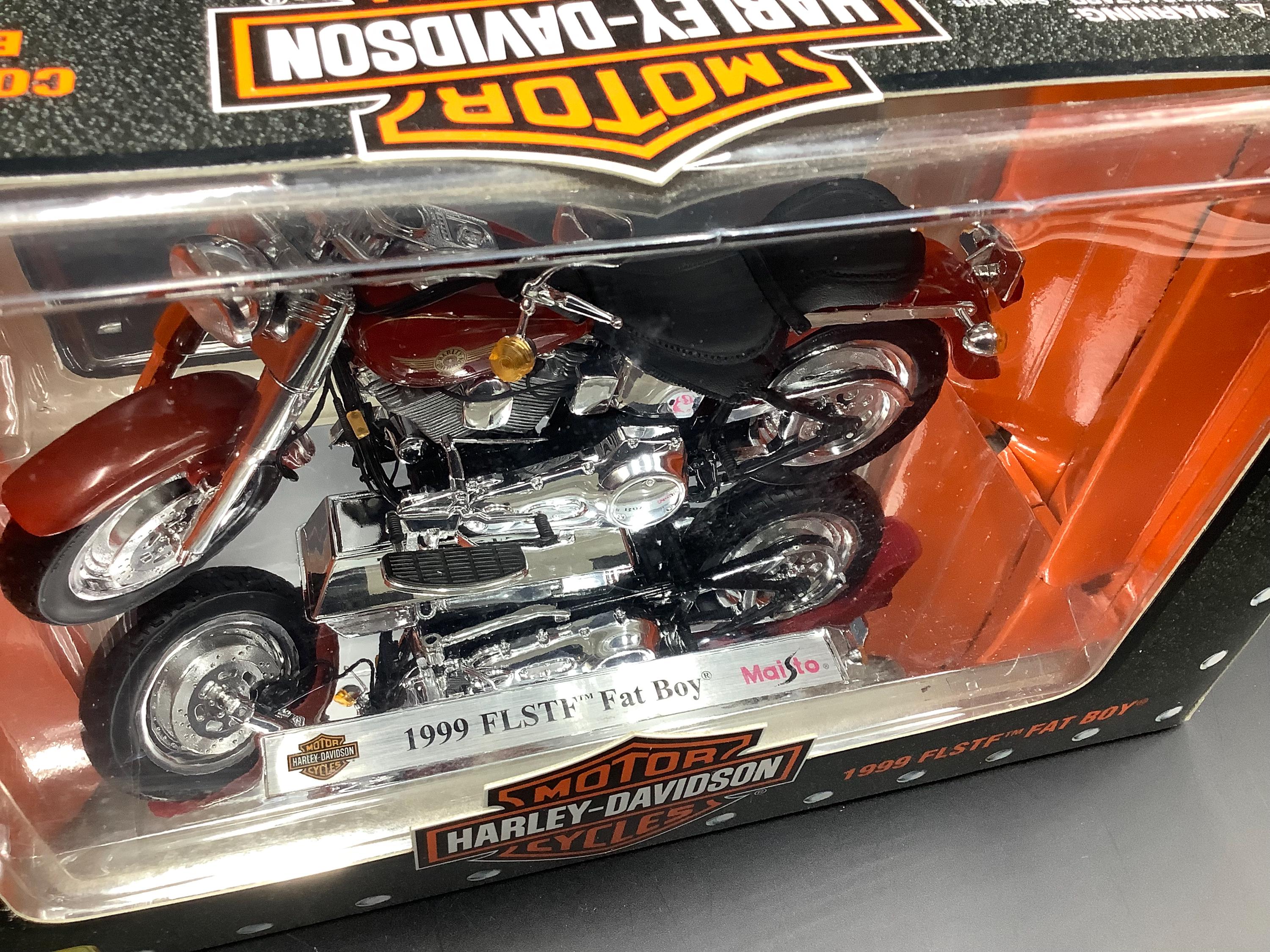 Vintage Maisto Harley-davidson 1999 FLSTF Fat Boy 1:10 Scale