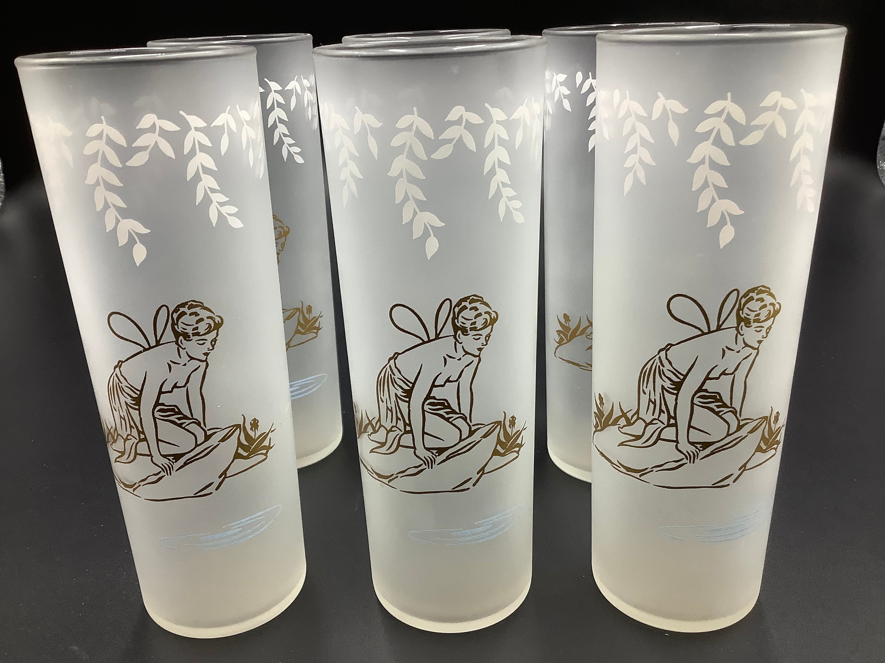 Vintage Frosted White Rock Fairy Water Nymph Cocktail Collins Ice