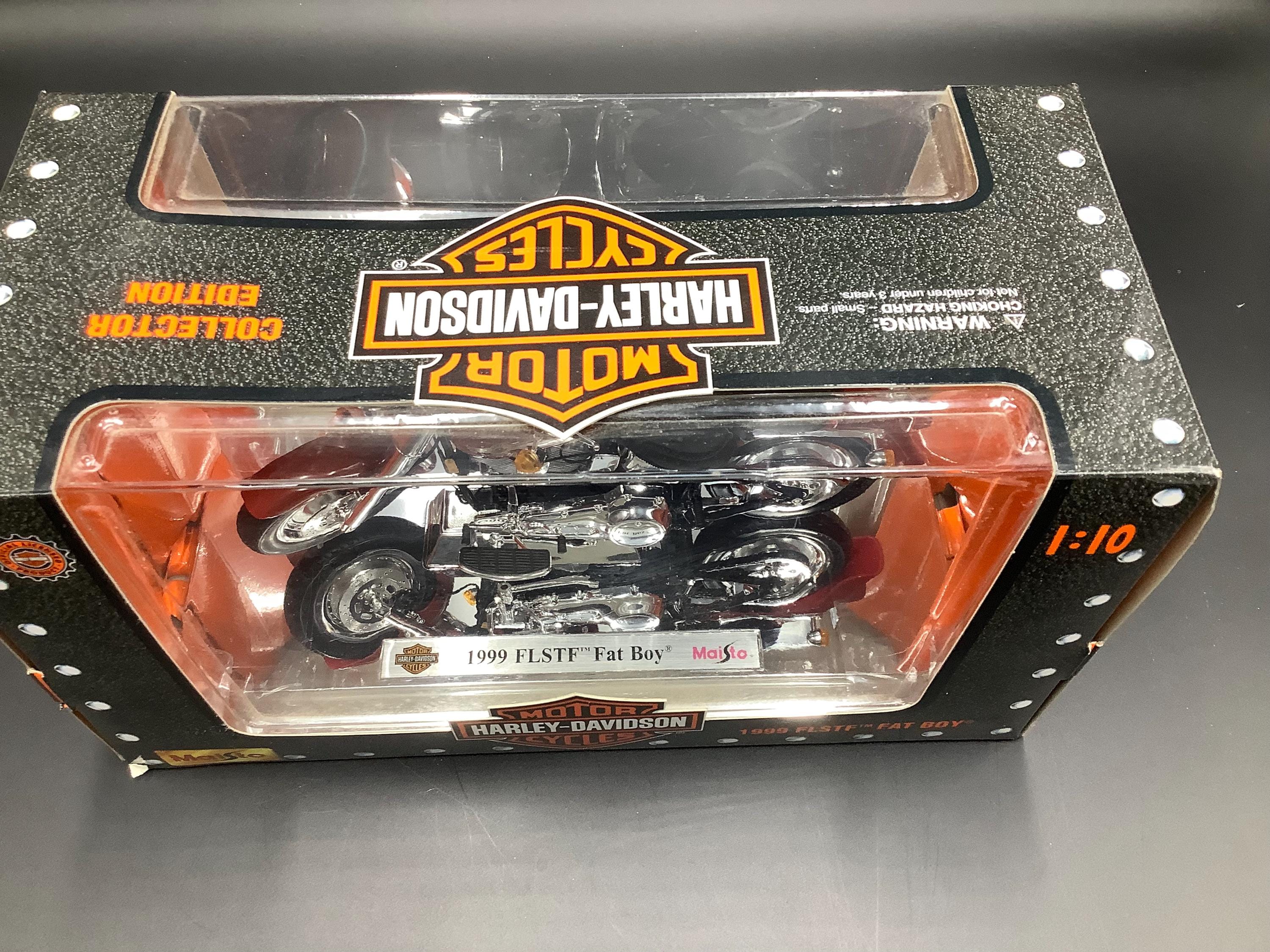 Vintage Maisto Harley-davidson 1999 FLSTF Fat Boy 1:10 Scale