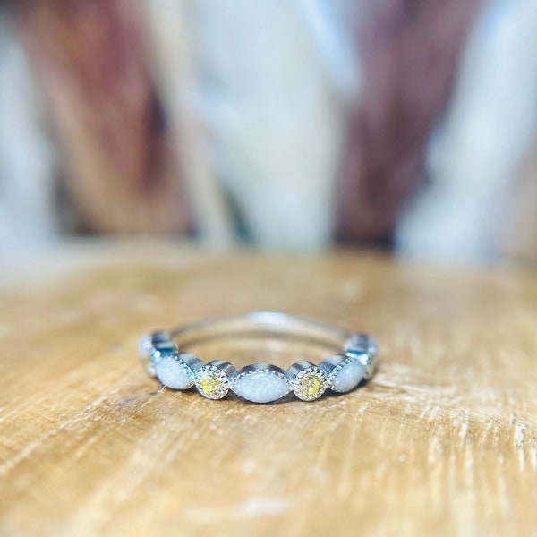 Breastmilk half stackable band(birthstone is optional)