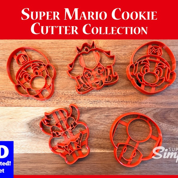 Mario Cookie Cutter Collection Super Nintendo NES Baking Essentials Mario, Luigi, Peach, Bowser, Toad 3D Printed