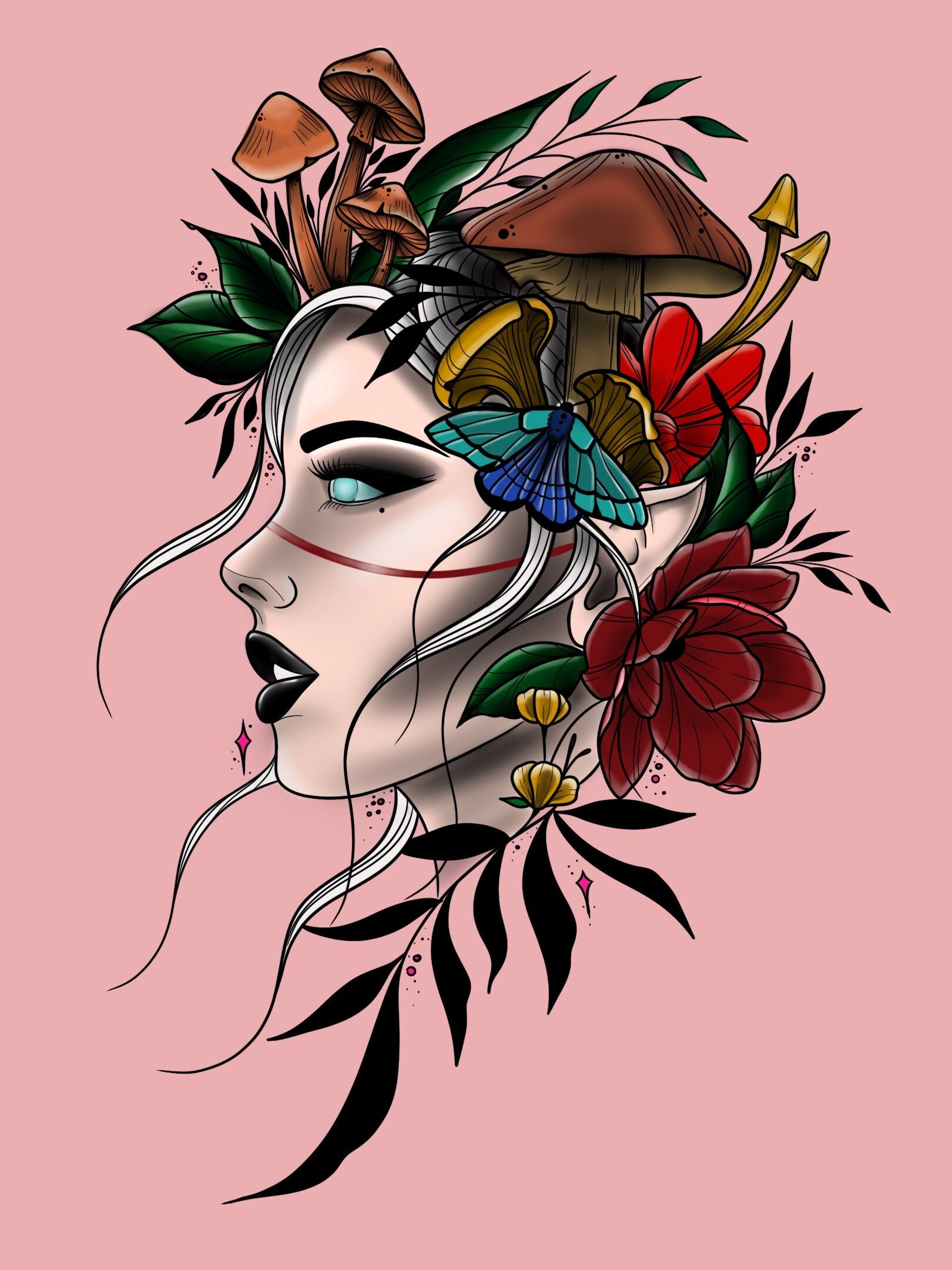 Mushroom Elf Color Digital Download Etsy